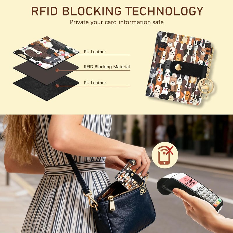 Jogjam Dogs Rfid Women Wallet, Small Slim Thin Credit Card Wallet, PU Leather Bifold Cash Zipper Coin Pocket ID Window for Female Ladies Teen Girls Girly - Image 3